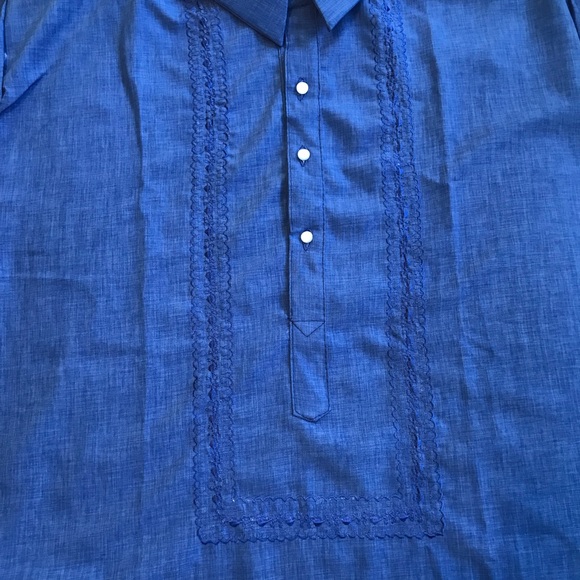 SALE❣️Royal Blue Hugo Polo Barong Tagalog with classic embroidery, multiple size - Picture 3 of 6